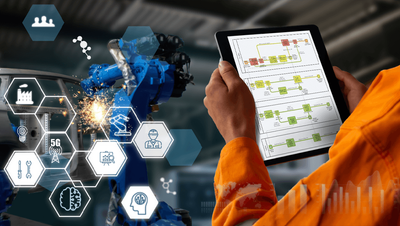 Man with a table with heat map on process simulation